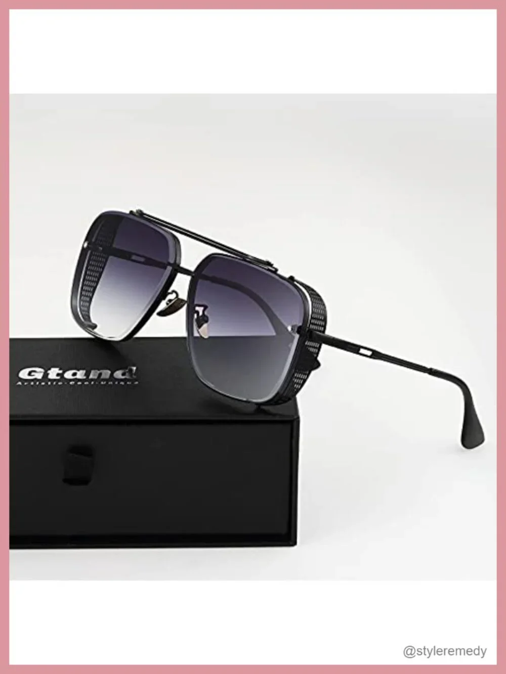 Vintage Steampunk Oversized Square Aviator Metal Frame Sunglasses with